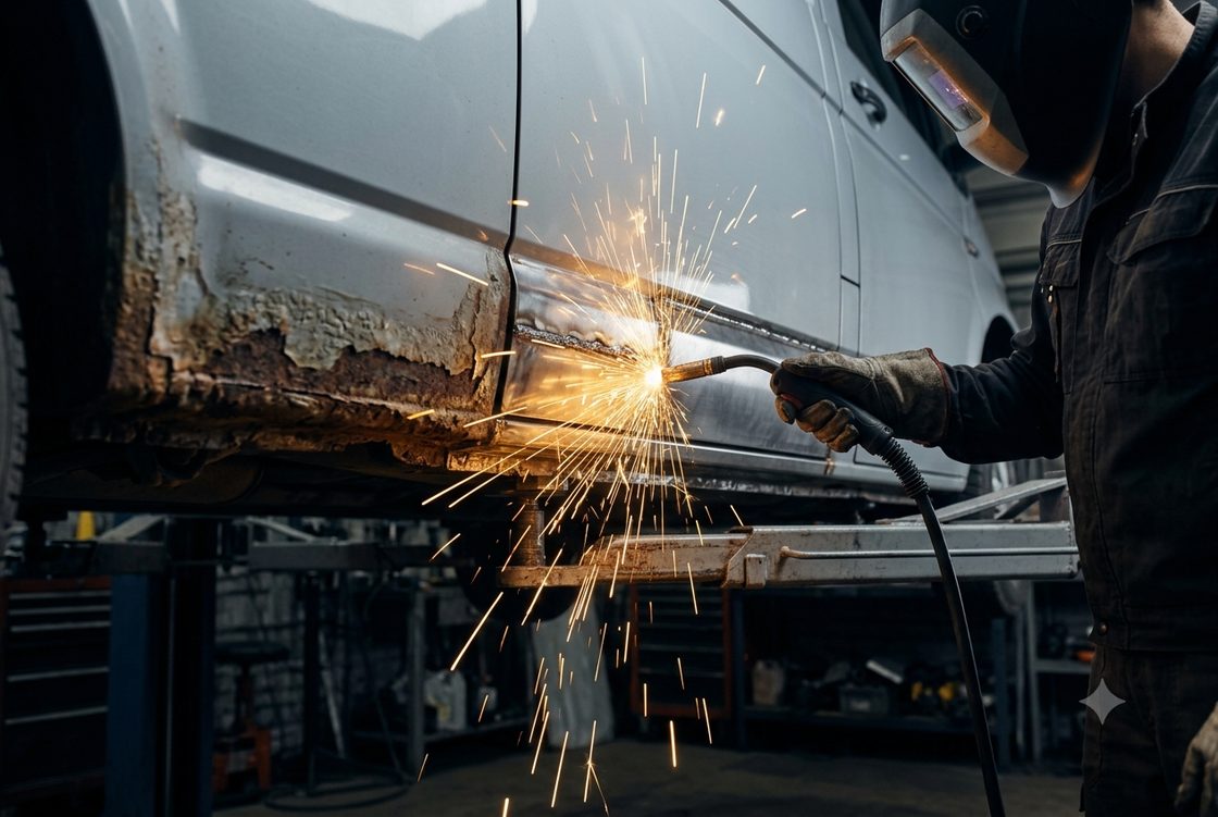 Sliekšņu metināšana mikroautobusam autoservisā Zeltiņi Rīgā